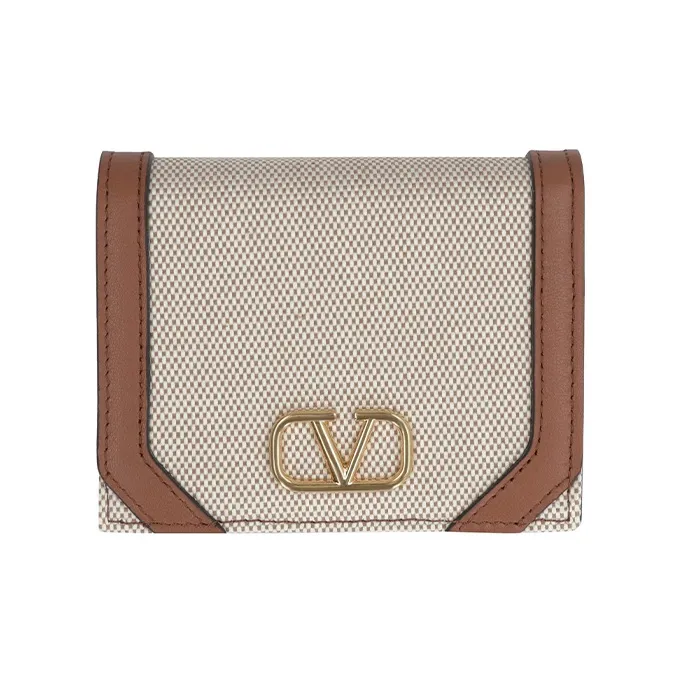 Valentino GARAVANI Leather Detail Wallet Trumpets Women's Brown-0