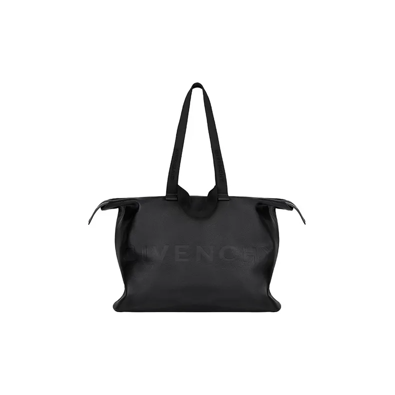 GIVENCHY Cow Leather Tote Bag Shopping Bag Handbag Large Size Men's Black-0