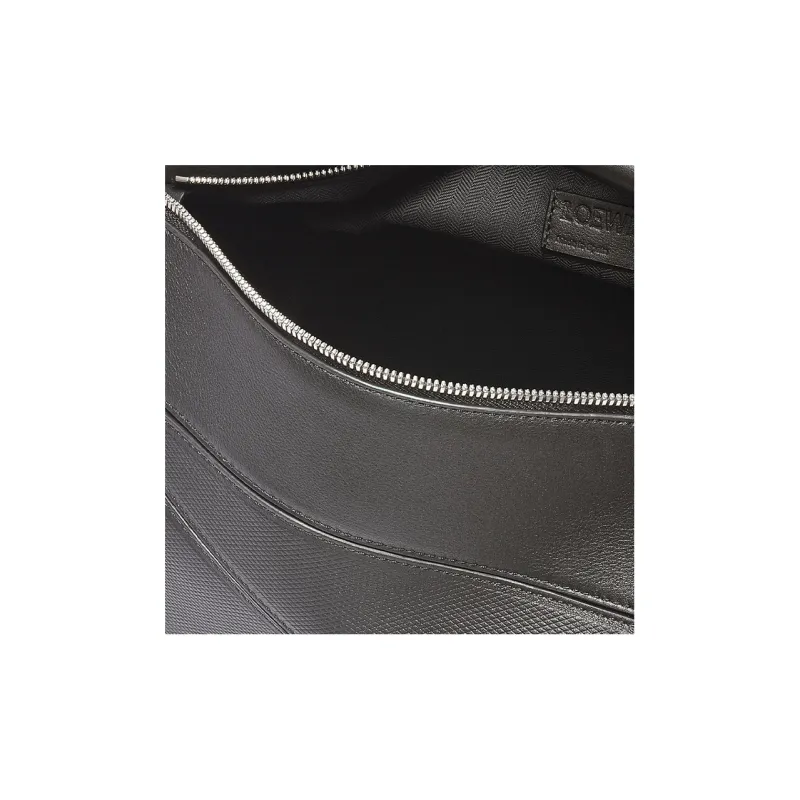 LOEWE Puzzle Textured Cow Leather Portable Crossbody Bag Shoulder Bag Large Size Men's Black-6