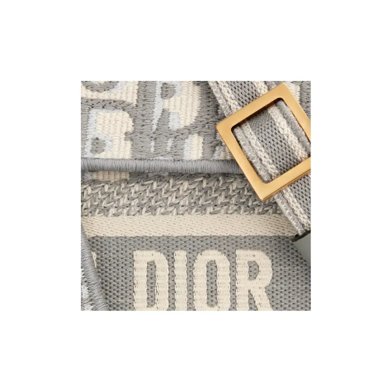 DIOR Embroidered Leather Saddle Bag Handheld Shoulder Bag Crossbody Bag Regular Women's Gray-5