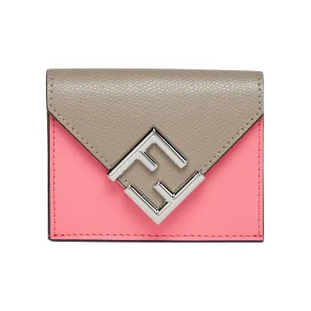 FENDI Leather Wallet Medium Size Women's Pink/Brown