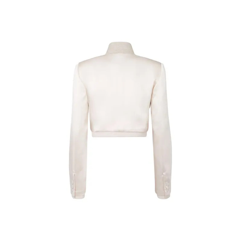 FENDI Cropped Satin Suit Jacket-1
