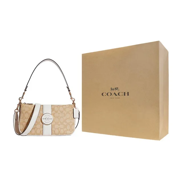 COACH Lonnie Fabric With Leather Shoulder Bag Handbag Crossbody Bag Shoulder Bag Women's Light Khaki-0