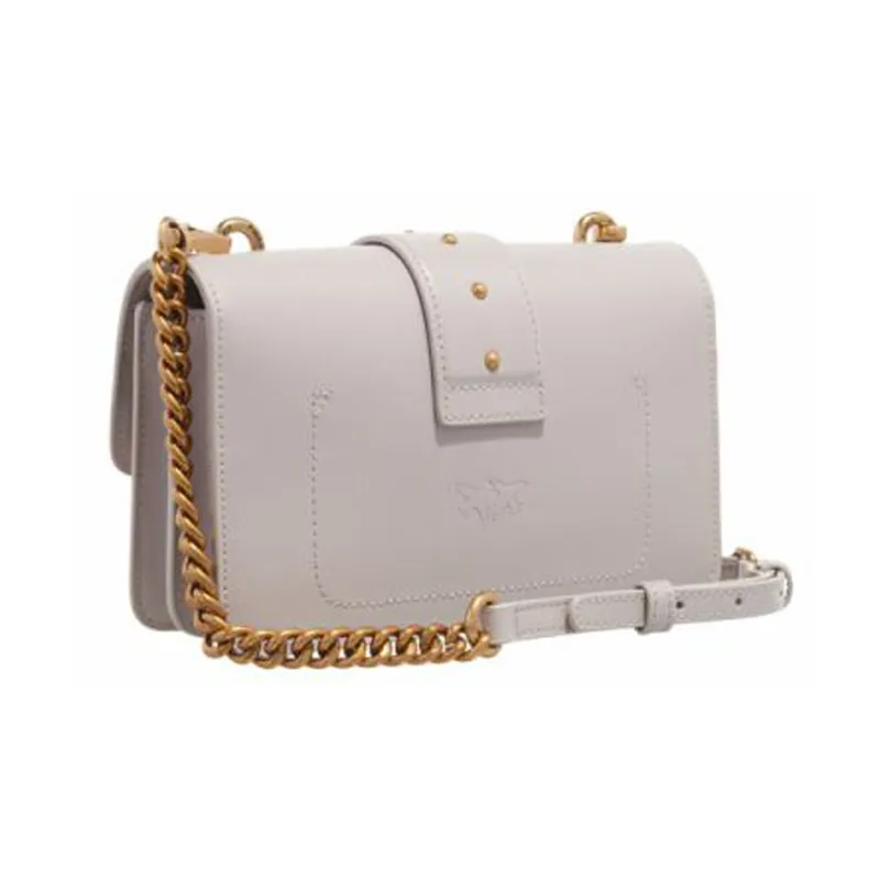 PINKO Cow Leather Swallow Bag Crossbody Bag, Shoulder Bag Women's Dark Gray-1