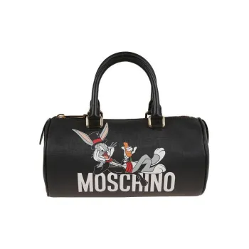 MOSCHINO Polyurethane Travel Bags Shoulder Bag Crossbody Bag Handbag Small Size Women's Black
