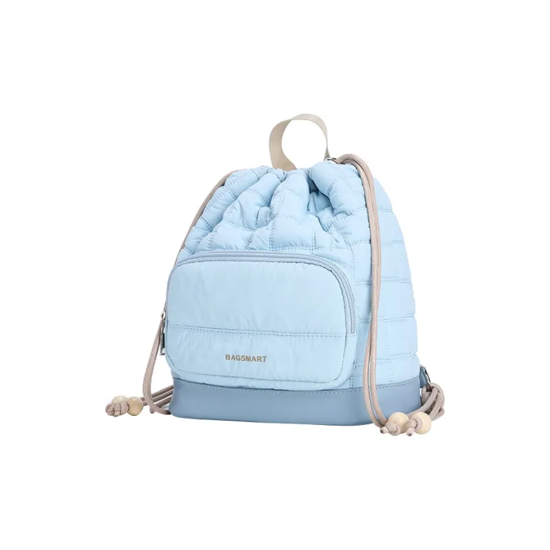 BAGSMART PU Backpack Mini Women's Apricot/Light Blue-5