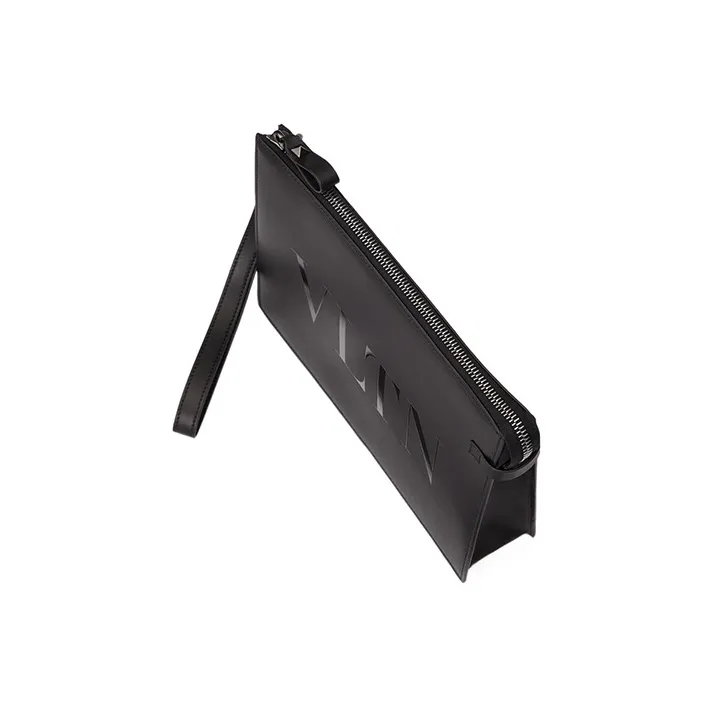 Valentino Calfskin Clutch Regular Men's Black-4