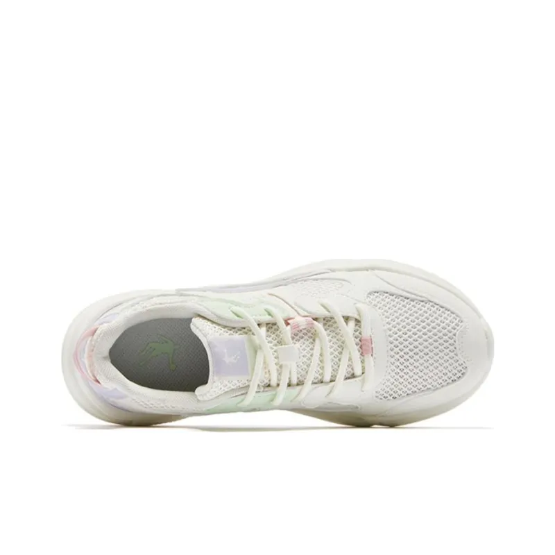 QIAODAN Anti Slip And Wear Resistant Lightweight Low Top Sports Casual Shoes Women's White Purple Green-3