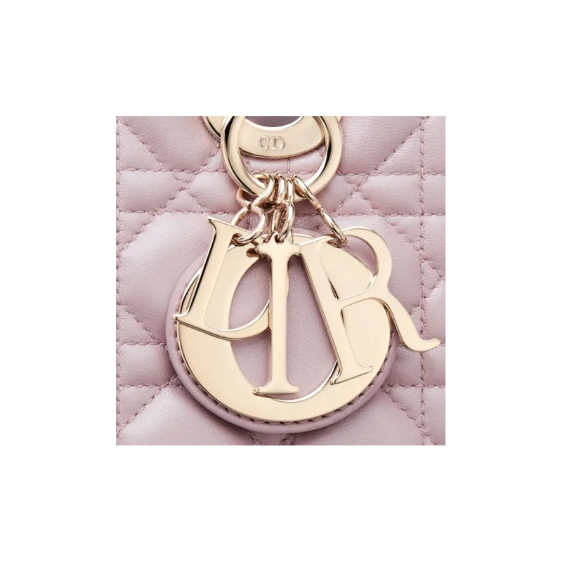 DIOR Lady Dior Sheepskin Wicker Pattern Dior Bag Shoulder Bag Crossbody Bag Handbag Medium Size Women's Lotus Pink-2