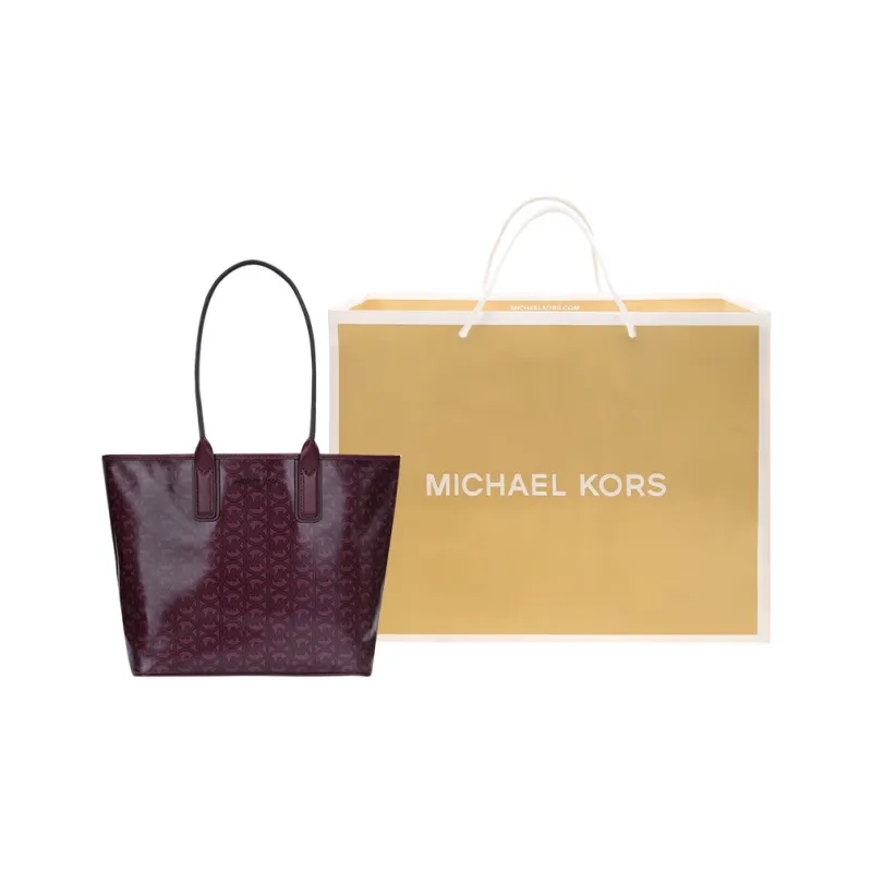 MICHAEL KORS Jodie Canvas Tote Bag Shopping Bag Handbag Shoulder Bag Women's Berry Red-7