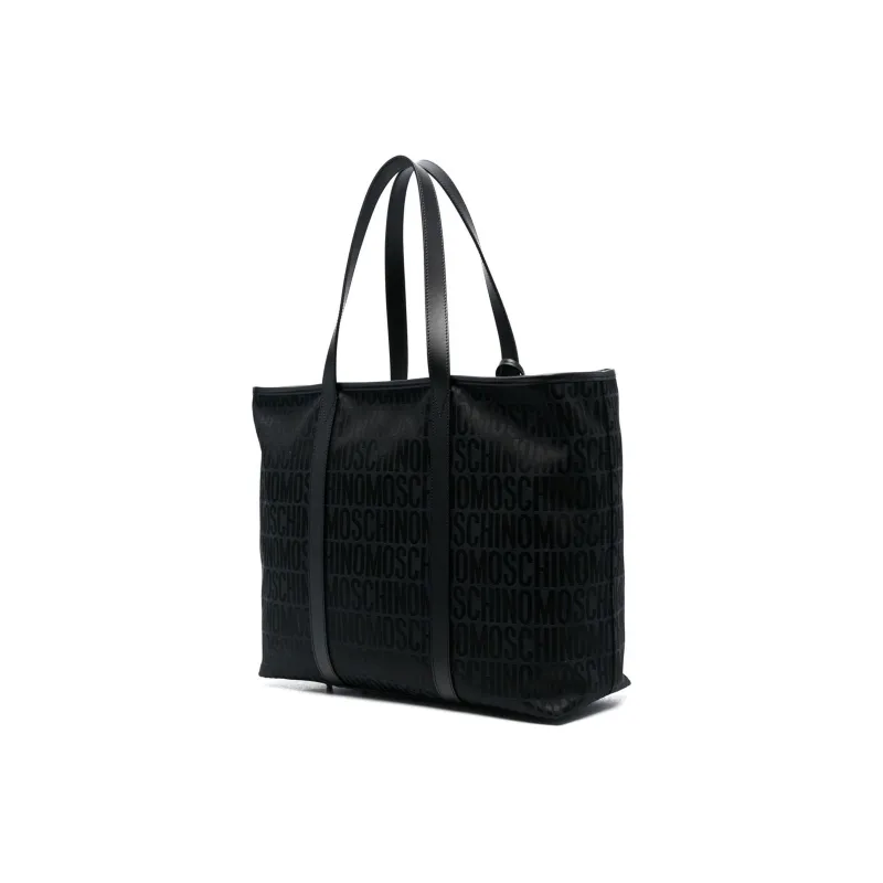 MOSCHINO Cow Leather Tote Bag Shopping Bag Shoulder Bag Handbag Women's Black-1