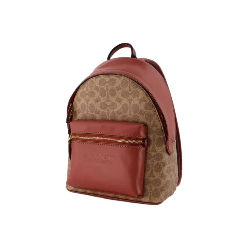 COACH Charter Signature Coated Canvas And Refined Calfskin Backpack Men's Brown-1