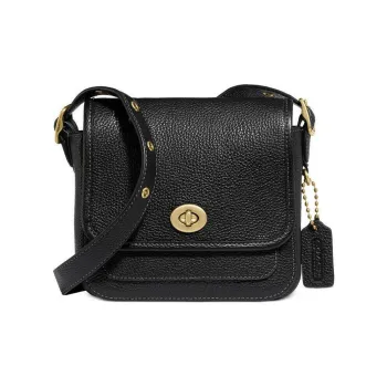 COACH Rambler Leather Shoulder Bag, Crossbody Bag Women's Black
