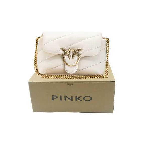 PINKO Puff Classic Sheepskin Flying Bird Bag Swan Bag Shoulder Bag Crossbody Bag Women's White-4
