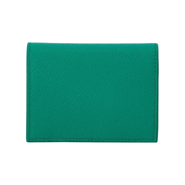 FERRAGAMO Hammered Texture Calfskin Wallet Mini Women's Emerald Green-2