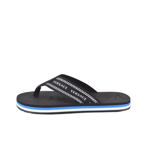 VERSACE Greca Thong Flip Flops 'Black Blue'