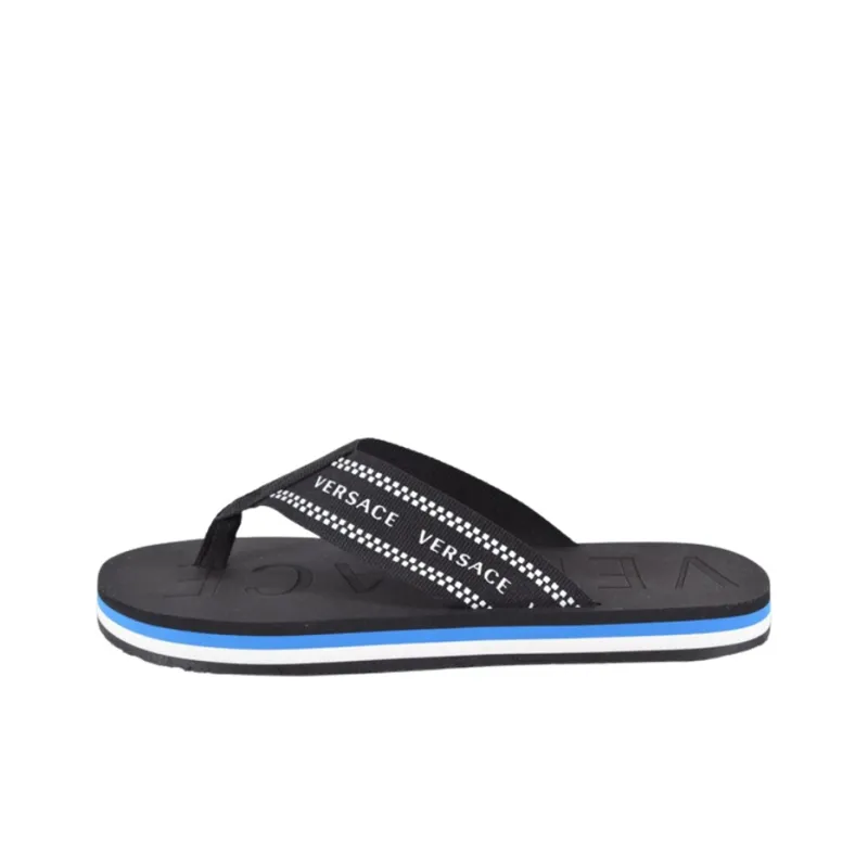 VERSACE Greca Thong Flip Flops 'Black Blue'-0