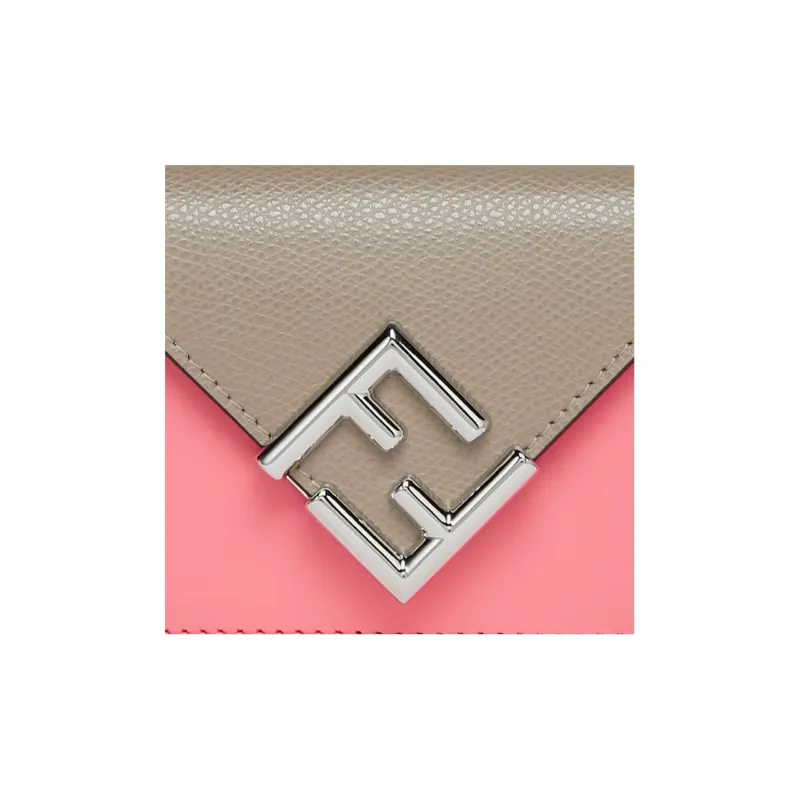 FENDI Leather Wallet Medium Size Women's Pink/Brown-4