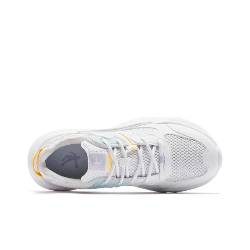 QIAODAN Anti Slip And Wear Resistant Lightweight Low Top Casual Athletic Shoes Women's White Yellow Purple-3