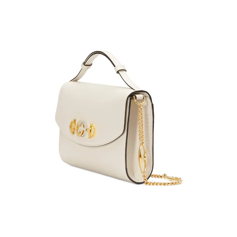 GUCCI Zumi Leather Portable Crossbody Bag Shoulder Bag Small Size Women's White-1