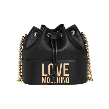 LOVE MOSCHINO Polyurethane Bucket Bags Shoulder Bag Crossbody Bag Handbag Women's Black