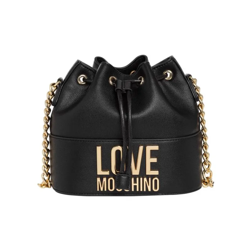 LOVE MOSCHINO Polyurethane Bucket Bags Shoulder Bag Crossbody Bag Handbag Women's Black-0