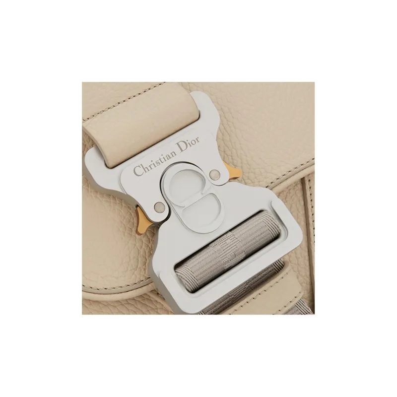 DIOR Cow Leather Saddle Bag Sling Bag Men's Cream White-2