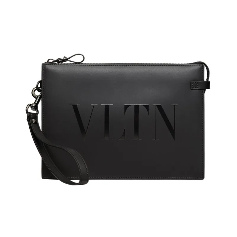Valentino Calfskin Clutch Regular Men's Black-0