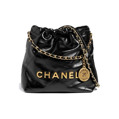 CHANEL 22 Handbag Mini 23S Shiny Calfskin Black