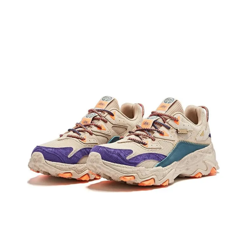 SHANBO x QIAODAN Dry Slip Resistant Cushioning Low Top Sports Casual Shoes Men's Gray Cyan Purple-1