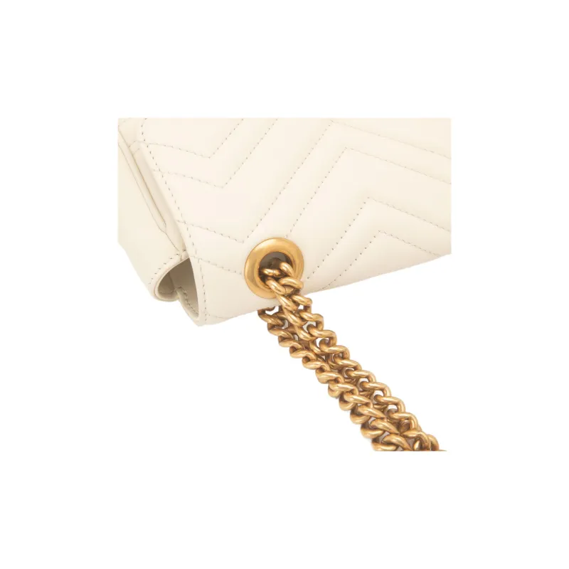 GUCCI GG Marmont Quilting Leather Shoulder Bag Crossbody Bag Medium Size Women's White-5