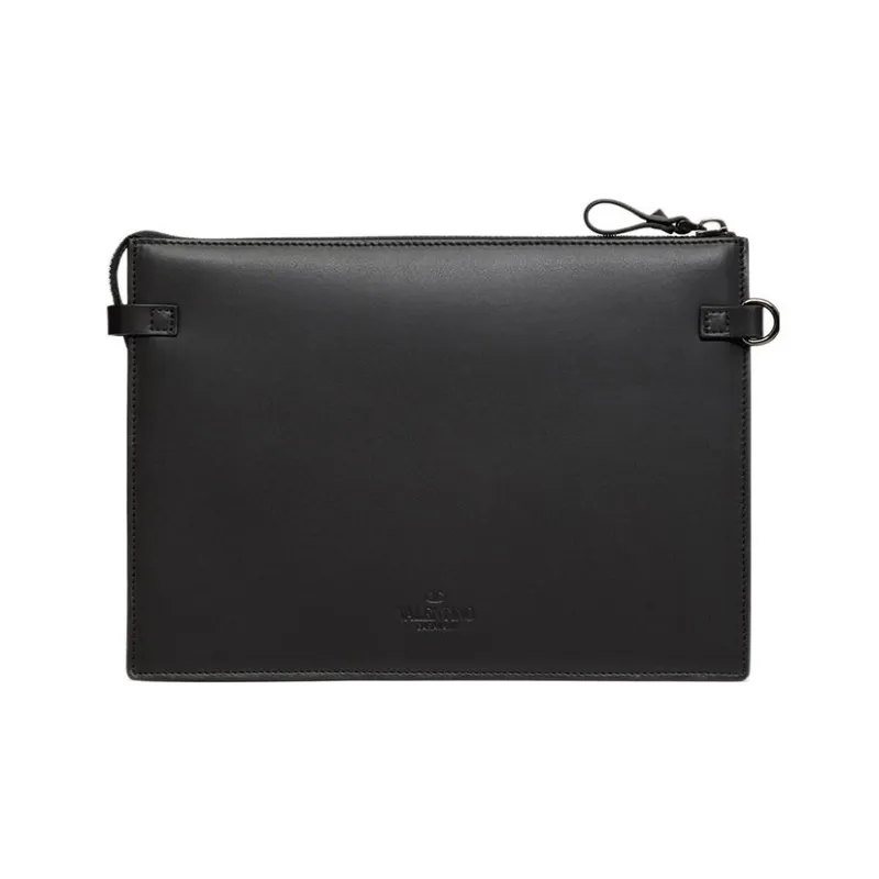 Valentino Calfskin Clutch Regular Men's Black-3