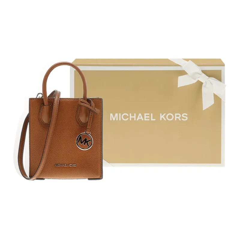 MICHAEL KORS Mercer Cow Leather Portable Crossbody Bag, Shoulder Bag Mini Women's Caramel Brown-7