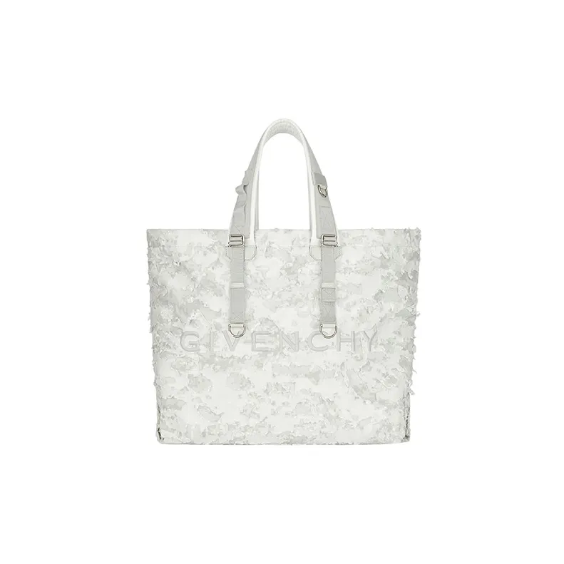 GIVENCHY Leather Tote Bag, Shopping Bag, Handbag Tubas Men's White/Gray-0
