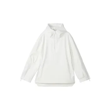 NORVINCY Solid Color Patchwork Mesh Hooded Long-Sleeved T-Shirt Unisex