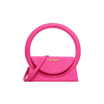 Jacquemus Le Sac Rond Cow Leather Shoulder Bag Crossbody Bag Handbag Women's Dark Pink