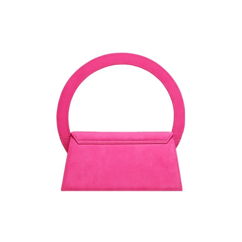 Jacquemus Le Sac Rond Cow Leather Shoulder Bag, Crossbody Bag, Handbag Women's Dark Pink-1