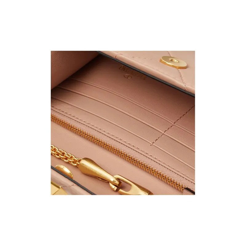 Valentino Roman Stud Lambskin Wallet Women's Cinnamon Pink-5
