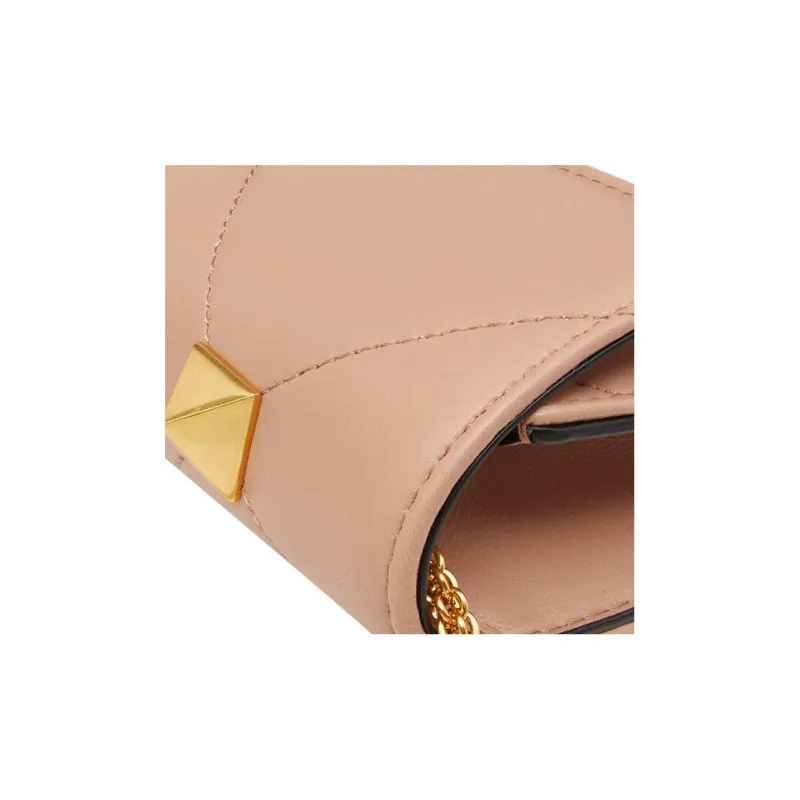 Valentino Roman Stud Lambskin Wallet Women's Cinnamon Pink-6