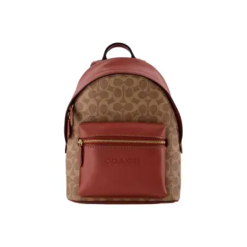 COACH Charter Signature Coated Canvas And Delicate Calfskin Backpack Men's Brown