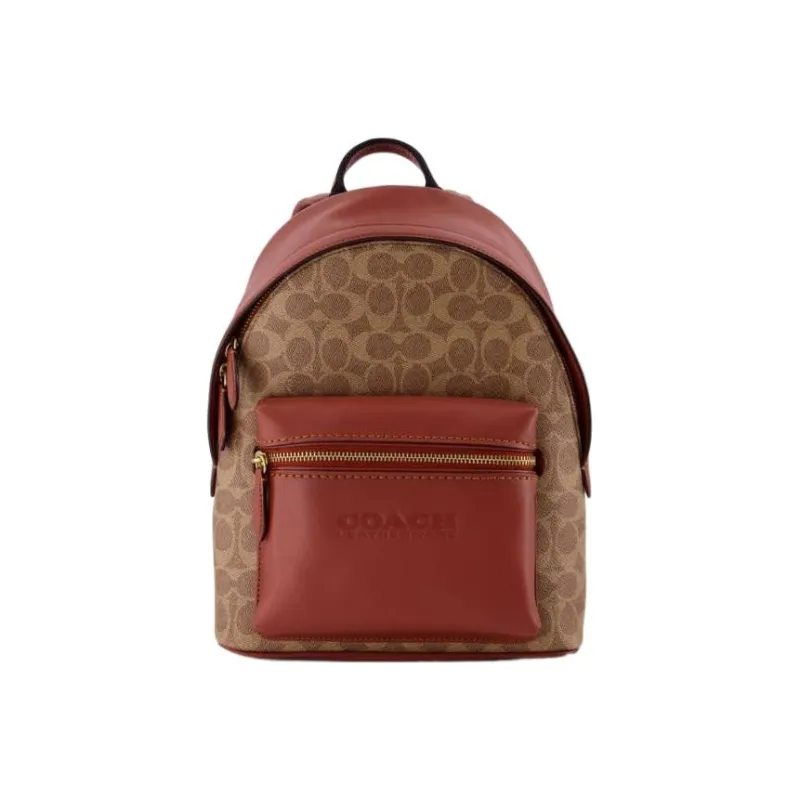 COACH Charter Signature Coated Canvas And Refined Calfskin Backpack Men's Brown-0