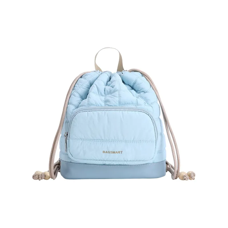 BAGSMART PU Backpack Mini Women's Apricot/Light Blue-4