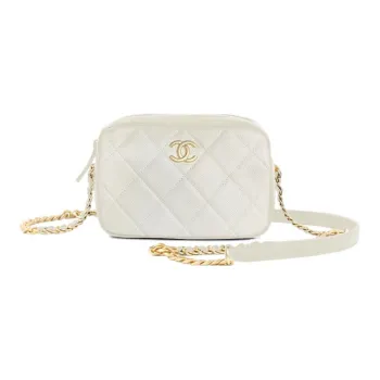 CHANEL 22P Grain Embossed Cow Leather Camera Bag, Shoulder Bag, Crossbody Bag Women's White
