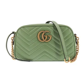 GUCCI GG Marmont Leather Crossbody Bag Shoulder Bag Women's Green