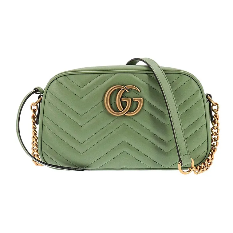 GUCCI GG Marmont Leather Crossbody Bag Shoulder Bag Women's Green-0