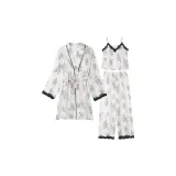 Willow Print Ice Silk Three-Piece Set