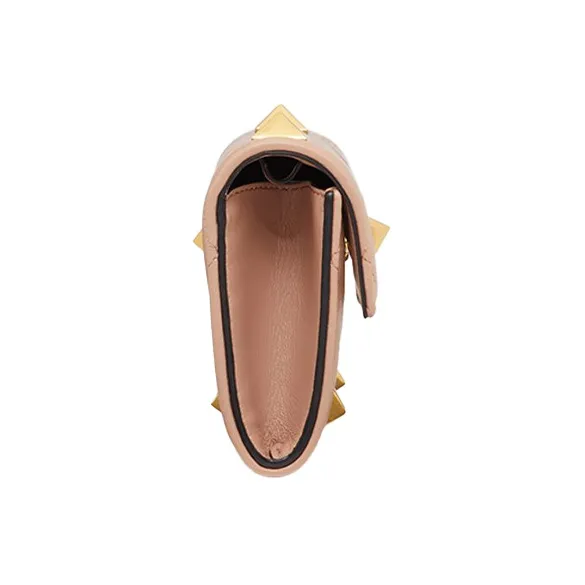 Valentino Roman Stud Lambskin Wallet Women's Cinnamon Pink-2