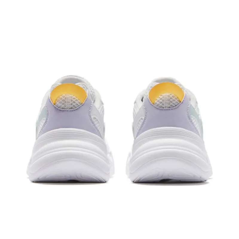 QIAODAN Anti Slip And Wear Resistant Lightweight Low Top Casual Athletic Shoes Women's White Yellow Purple-4
