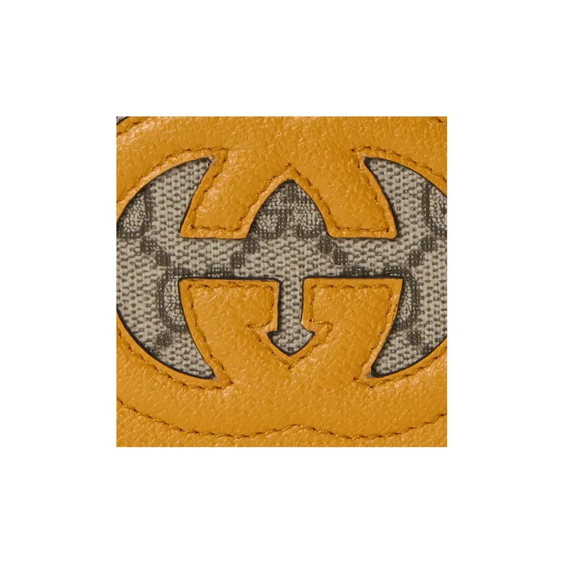 GUCCI Canvas With Leather Trim Wallet Men's Yellow/Ebony-4