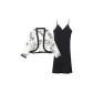 Floral Camisole+Black Camisole Dress Vacation 2-Piece Set